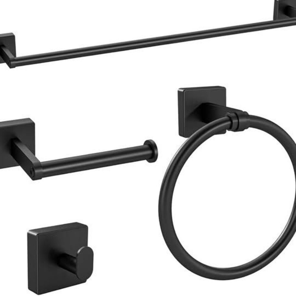 KLJKPA Black Bathroom Accessories Set, 24 inch Towel Racks for Bathroom
